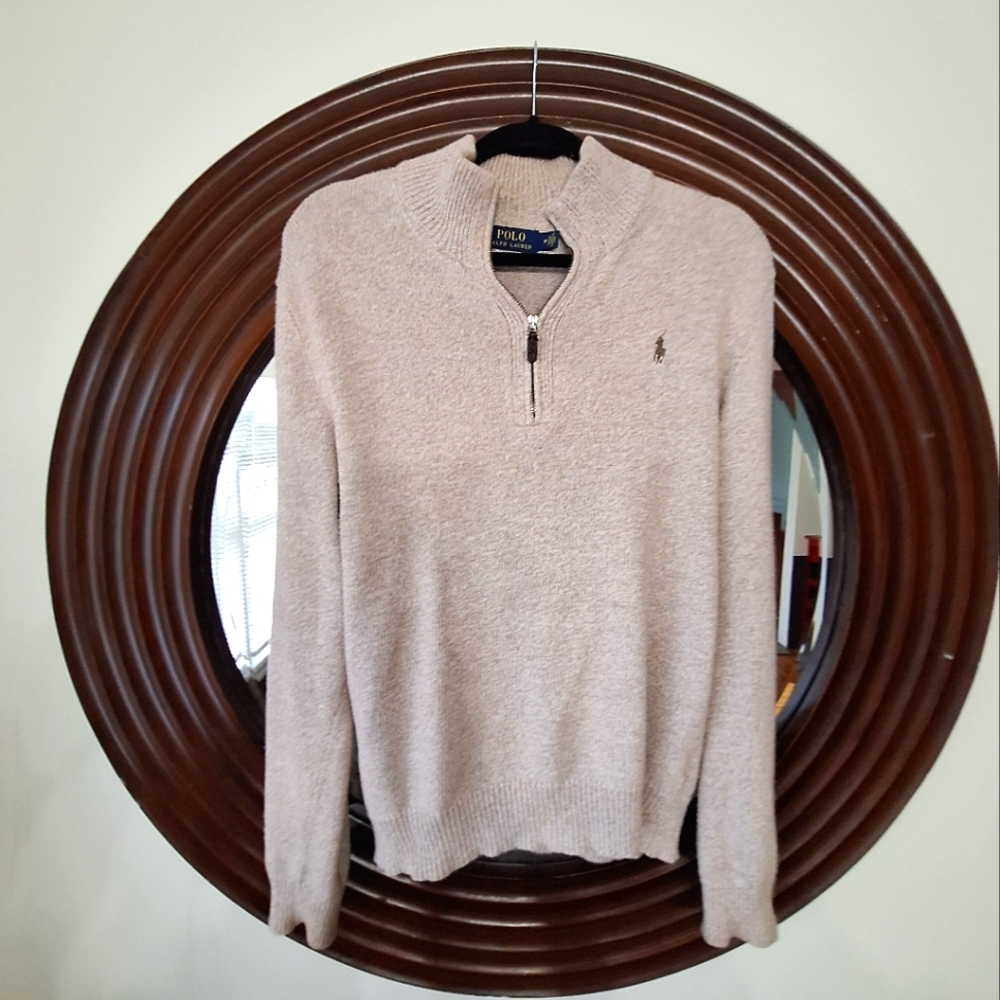 Polo by Ralph Lauren Men's Beige 1/4 Zip Sweater